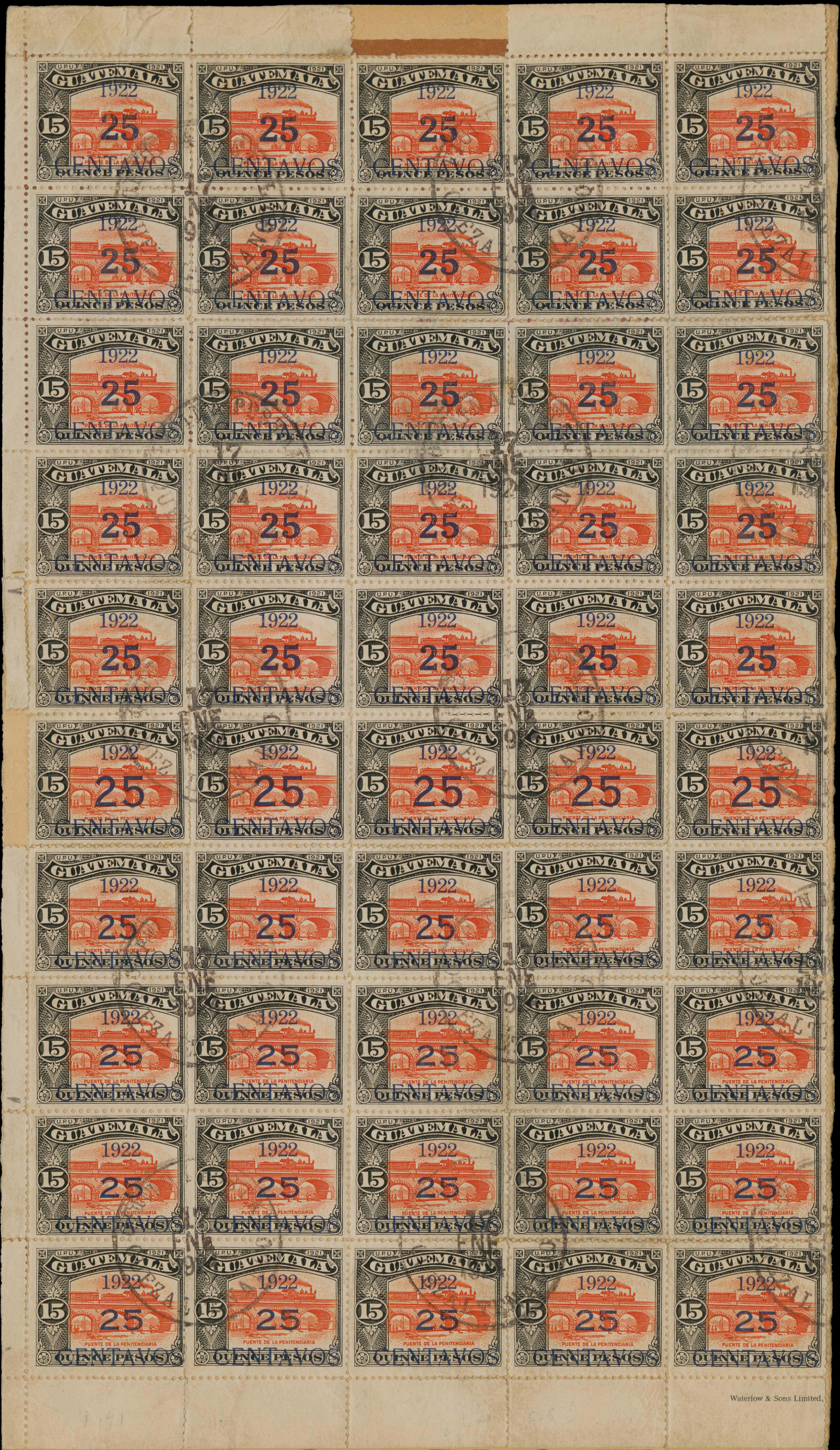 Guatemala Stamps 1922 Small Surcharge 25c/15P varieties